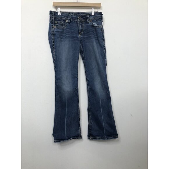 Silver Suki Surplus Women's 29x30 Blue Denim Jeans Bootcut Hemmed - Picture 2 of 8